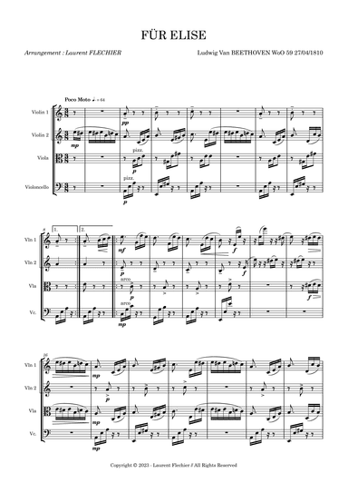 FÜR ELISE For String Quartet (arr. FLECHIER Laurent)