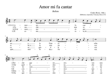 Amor mi fa cantar a la Francescha (arr. Early Music Scores)