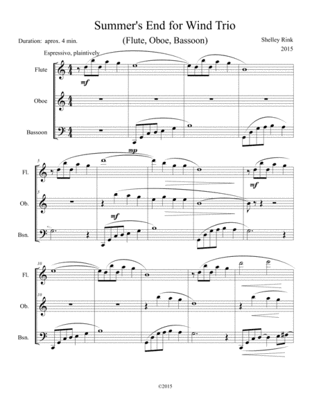 Summer's End for Flute, Oboe and Bassoon