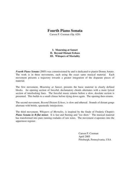 Carson Cooman: Fourth Piano Sonata