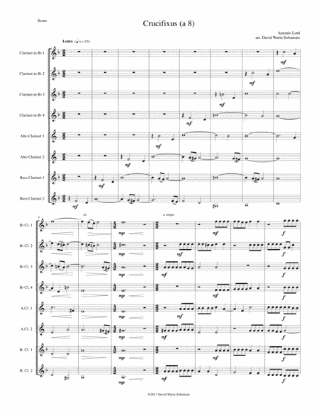 Crucifixus a 8 for clarinet octet (or clarinet choir) in E flat (arr. David Warin Solomons)