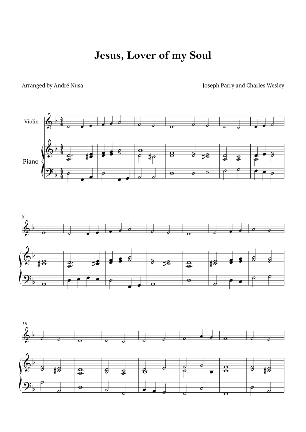 Jesus, Lover of my Soul (arr. André Nusa)