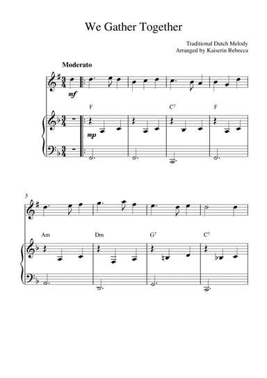 We Gather Together (for trumpet in B flat solo and piano accompaniment) (arr. Kaiserin Rebecca)