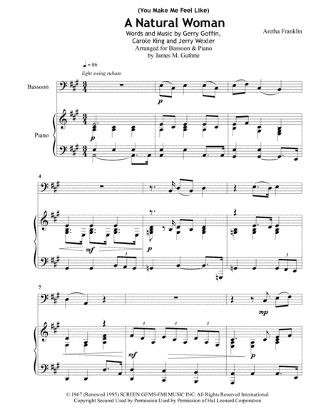 (You Make Me Feel Like) A Natural Woman (arr. James M. Guthrie, ASCAP)