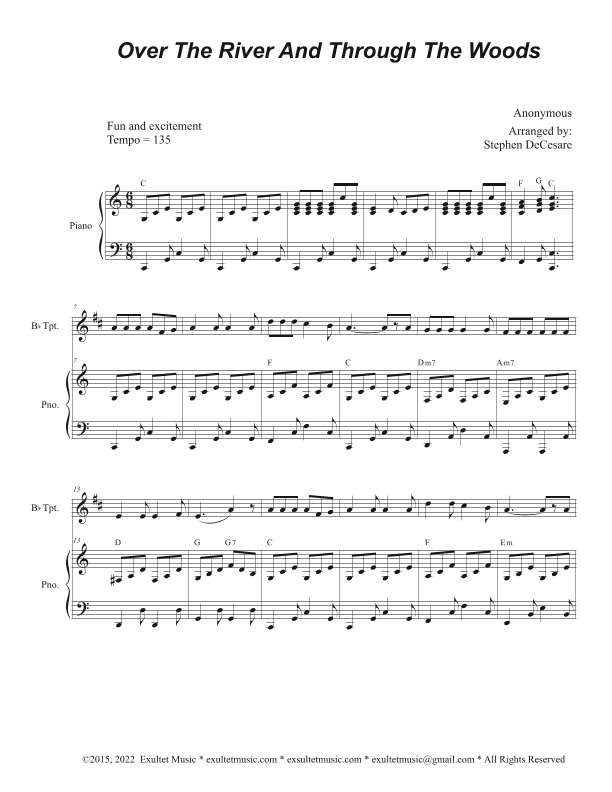 Over The River And Through The Woods (Bb-Trumpet solo and Piano) (arr. Stephen DeCesare)