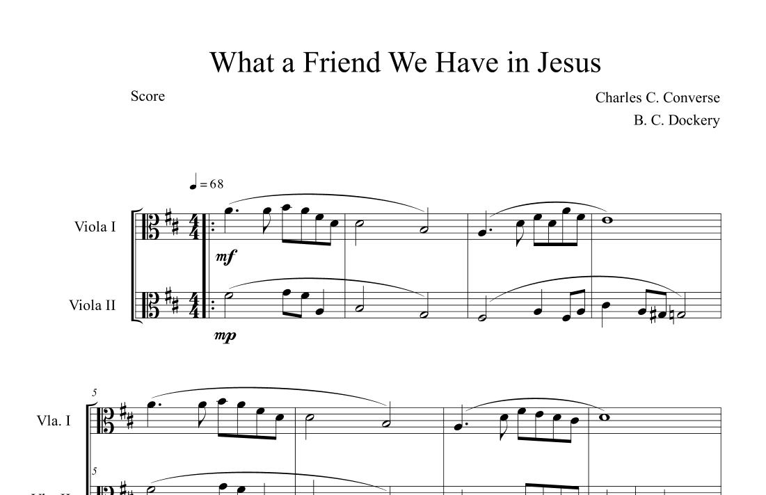 What a Friend We Have in Jesus (Viola Duet) (arr. B. C. Dockery)