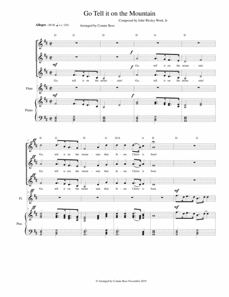 Go Tell it on the Mountain - vocal trio with piano and optional instruments. (arr. Connie Boss)