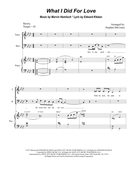 What I Did For Love (arr. Stephen DeCesare)