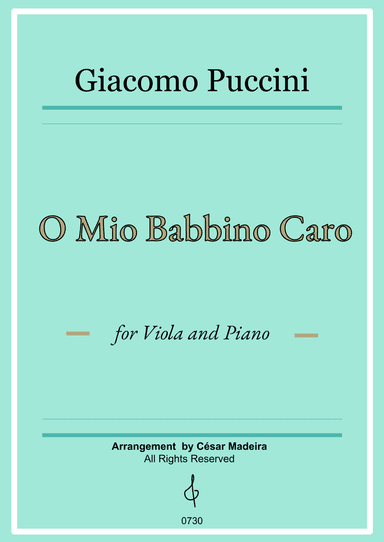 O Mio Babbino Caro by Puccini - Viola and Piano (Full Score) (arr. César Madeira)