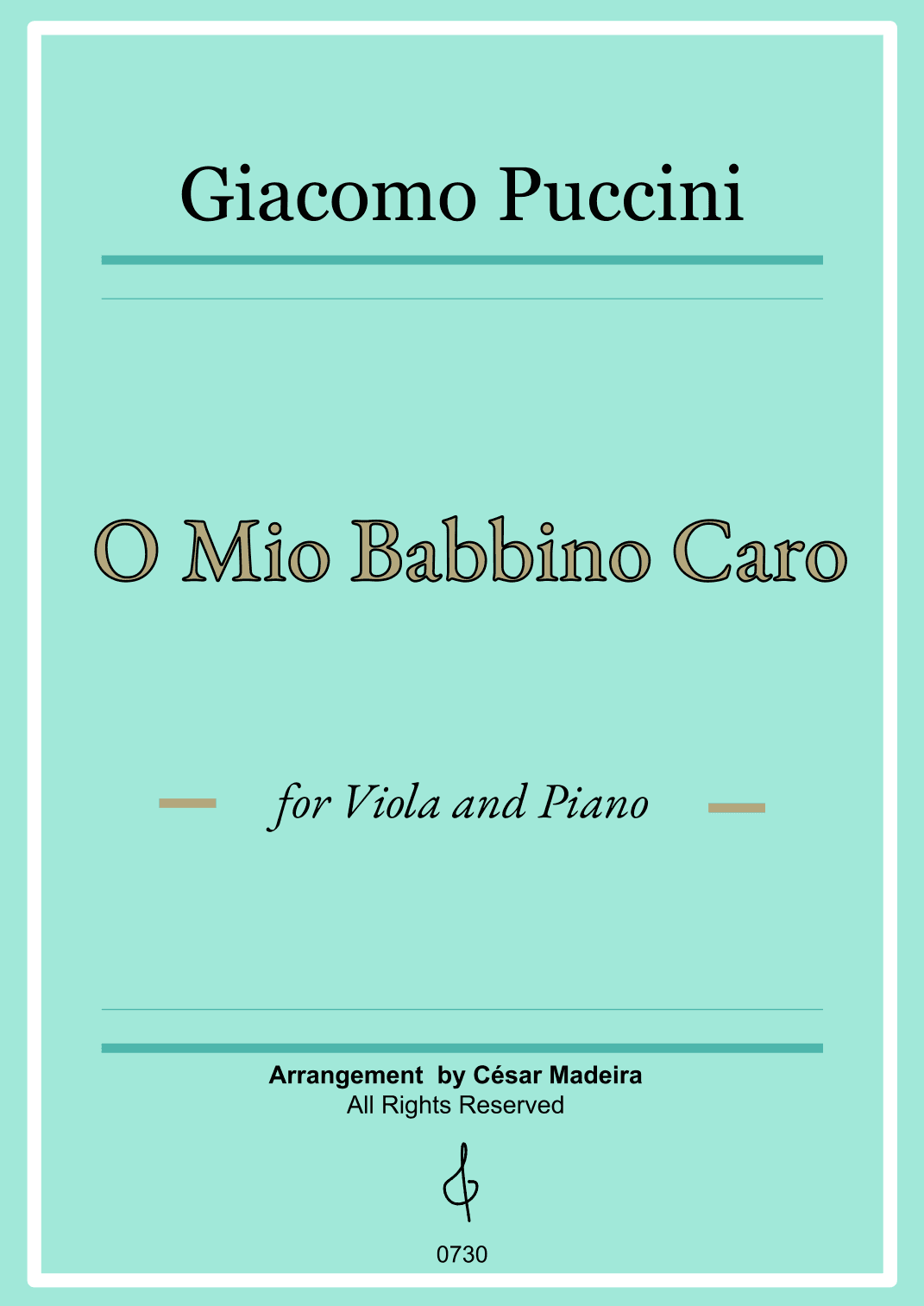 O Mio Babbino Caro by Puccini - Viola and Piano (Full Score) (arr. César Madeira)