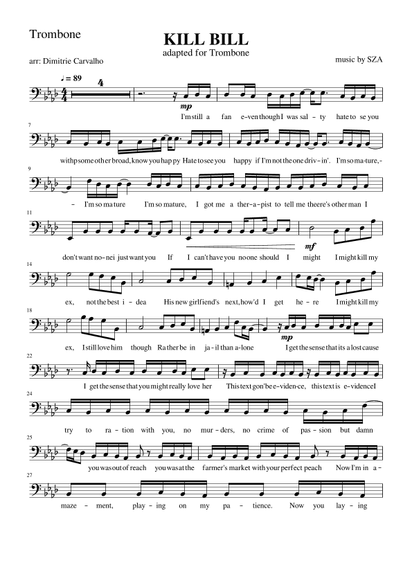Kill Bill (arr. Dimitrie Carvalho)