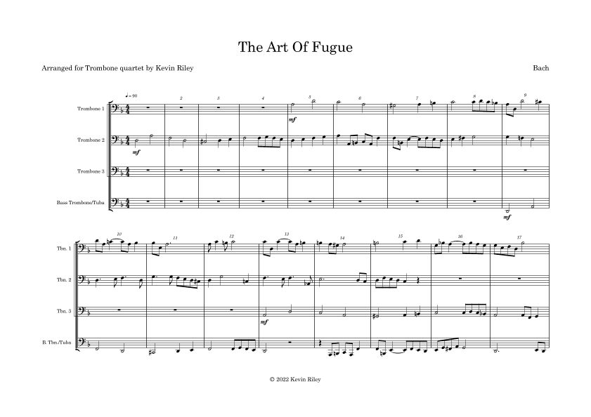 The Art Of Fugue (arr. Kevin Riley)