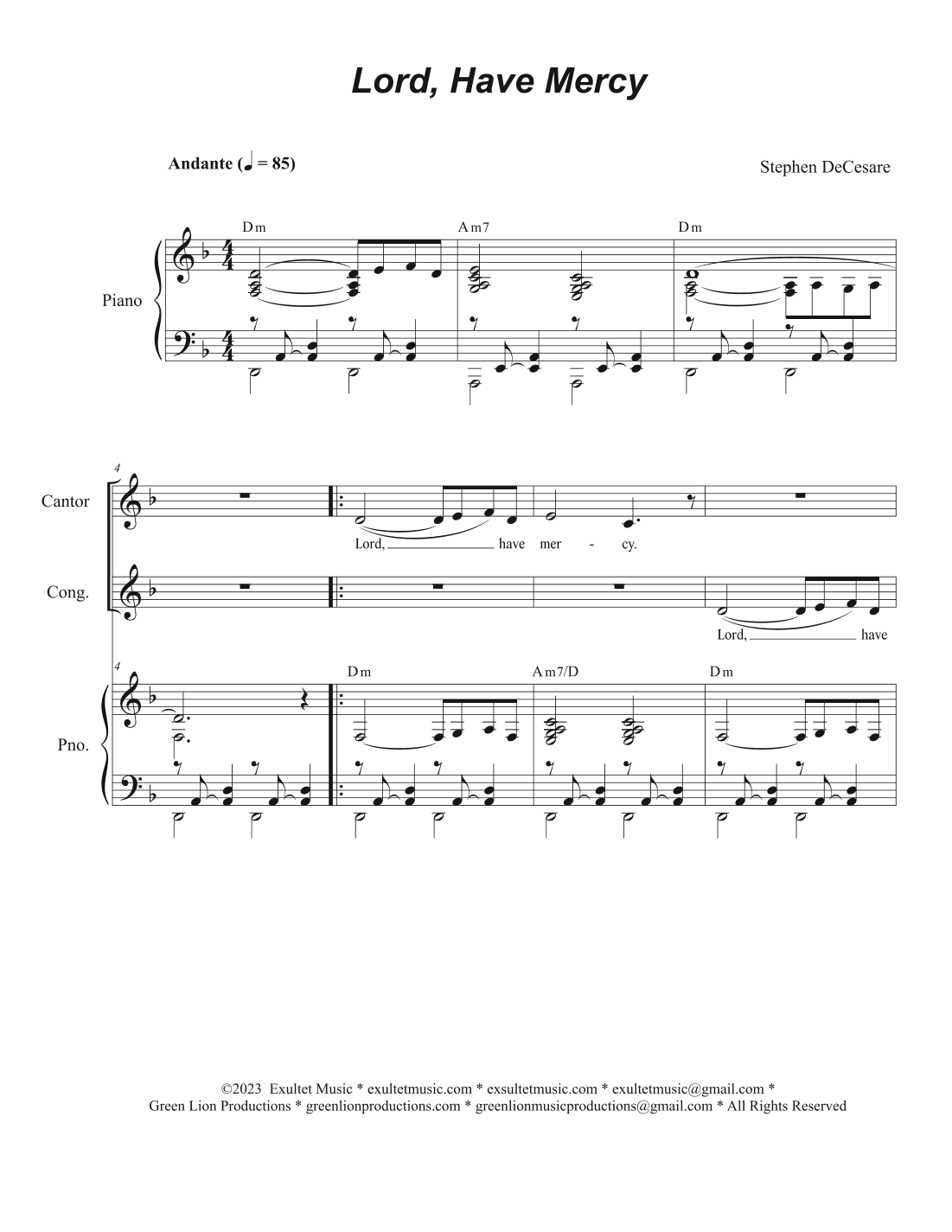 Lord, Have Mercy (Cantor and Congregation)