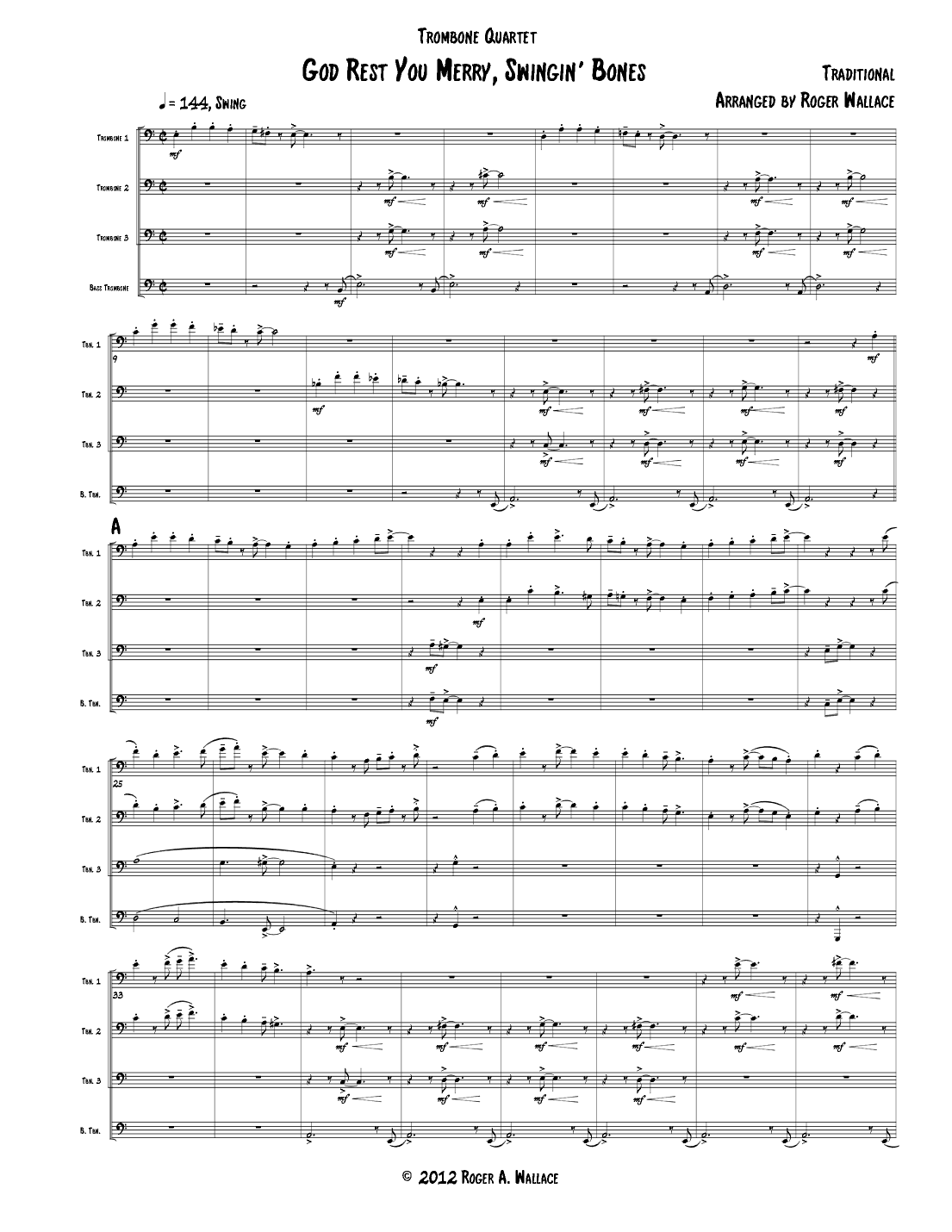 God Rest You Merry, Gentlemen (Trombone Quartet) (arr. Roger Wallace)