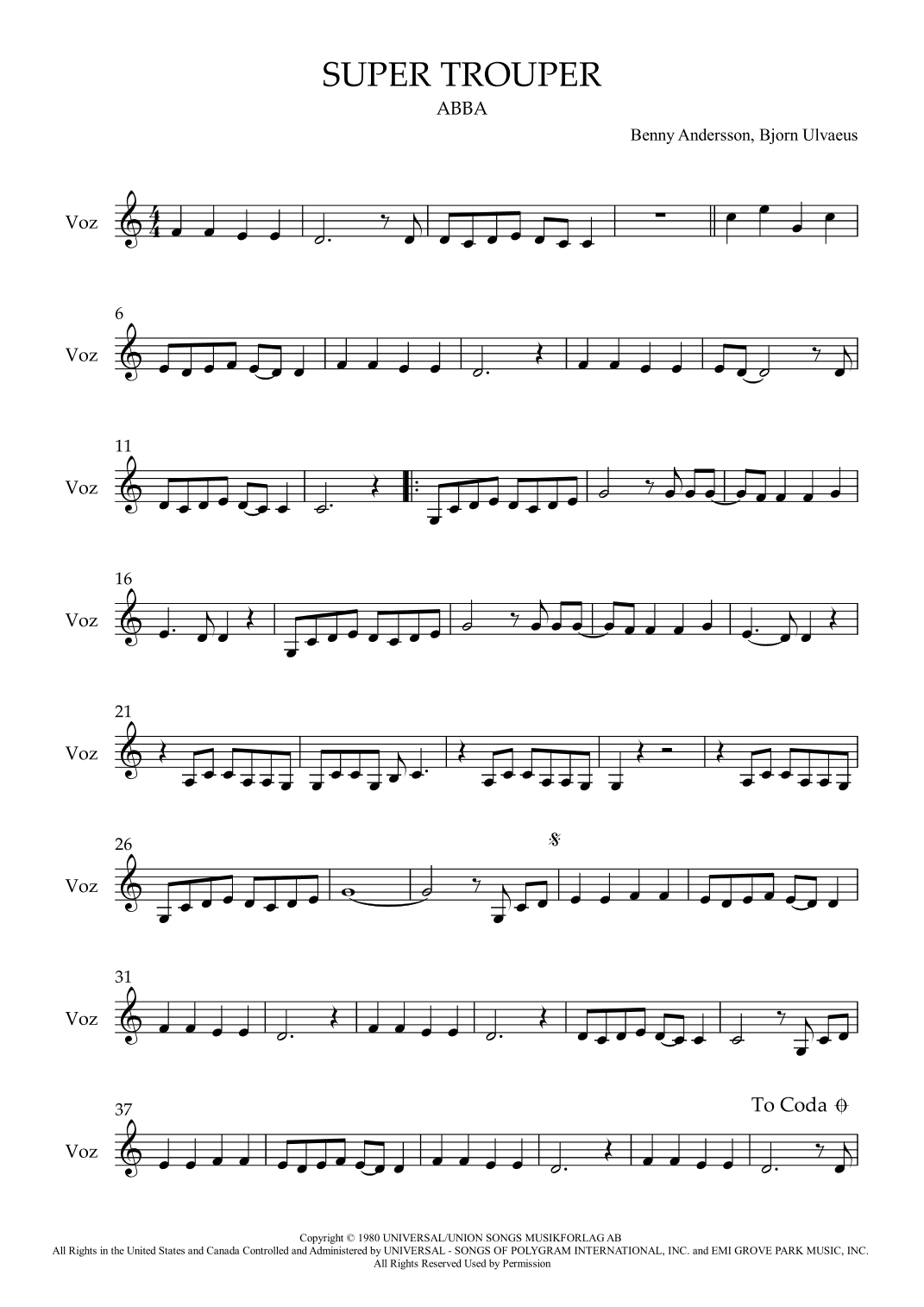 Super Trouper (arr. Amorel)