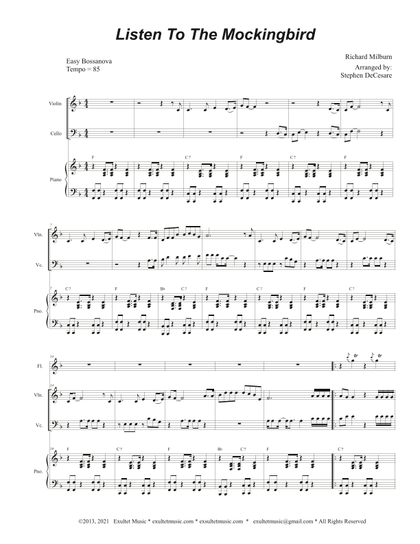 Listen To The Mockingbird (Duet for Violin and Cello) (arr. Stephen DeCesare)