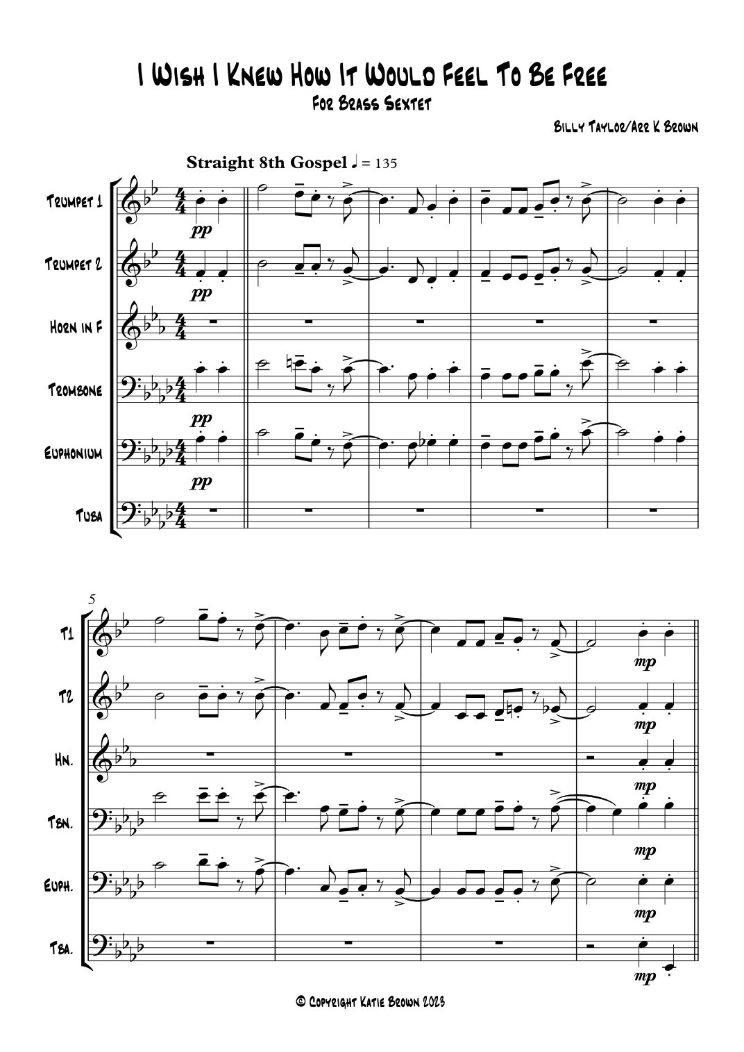 I Wish I Knew How It Would Feel To Be Free (arr. Katie Brown)