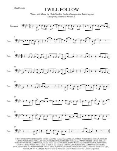 I Will Follow (arr. José Daniel Morales A.)
