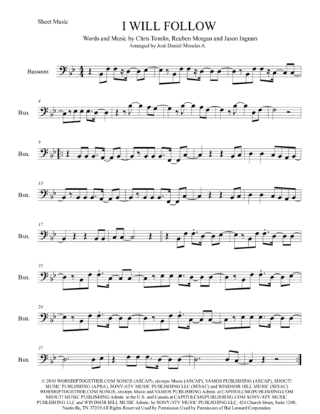 I Will Follow (arr. José Daniel Morales A.)