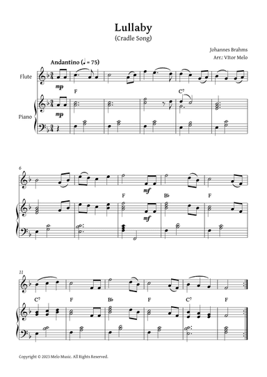 Brahms Lullaby -  Flute and Piano (arr. Vitor Melo)