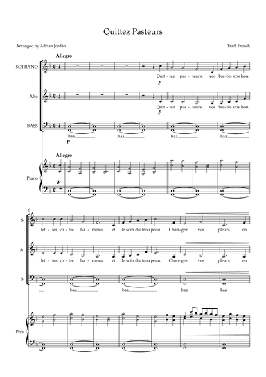 Quittez Pasteurs (arr. Adrian Jordan)