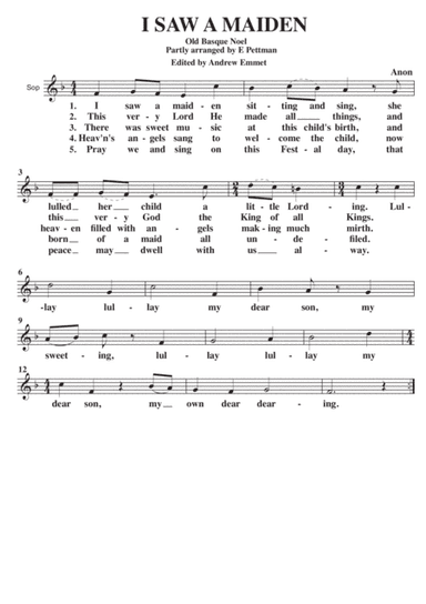 I Saw A Maiden A Cappella SATB (arr. Edited by Andrew Emmet)
