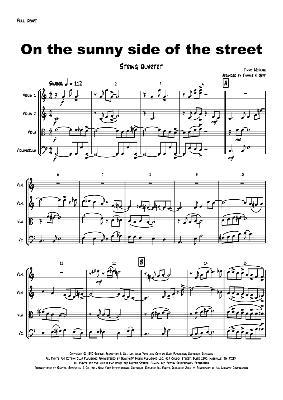 On The Sunny Side Of The Street (arr. Thomas H. Graf)