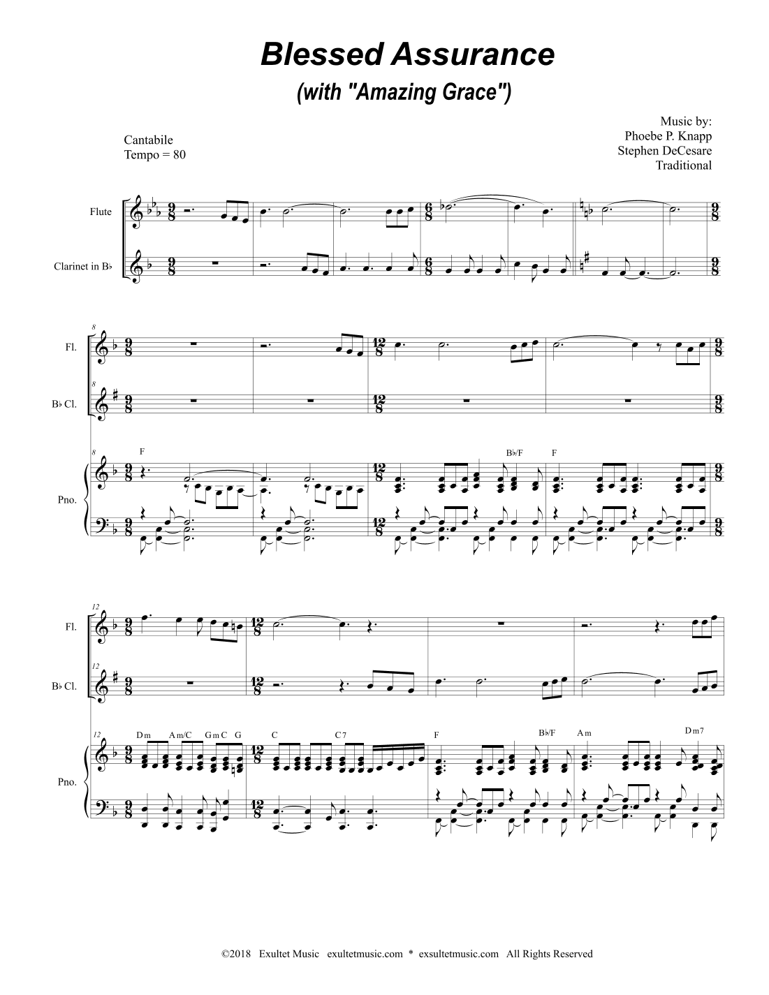 Blessed Assurance (with "Amazing Grace") (Duet for Flute & Bb-Clarinet)