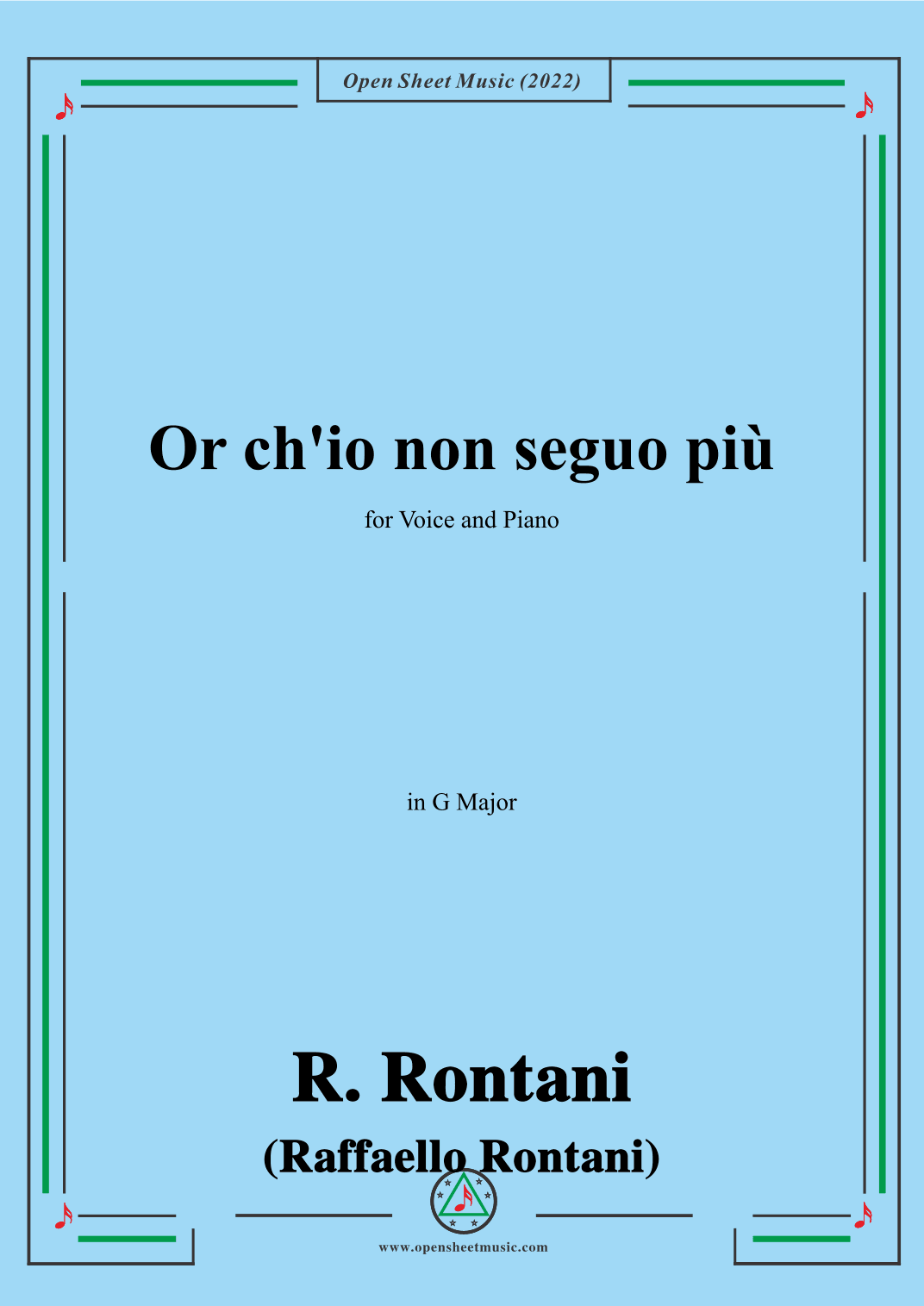 R. Rontani-Or ch'io non seguo più,in G Major (arr. OSM Press)