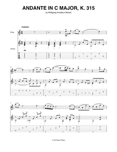 Andante in C Major, K 315 (arr. Mark Phillips)