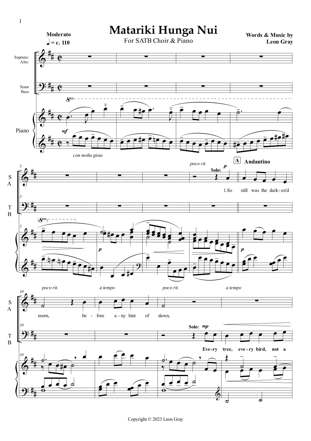 Matariki Hunga Nui SATB