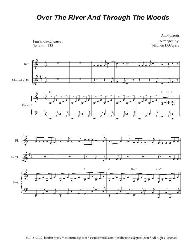 Over The River And Through The Woods (Duet for Flute and Bb-Clarinet) (arr. Stephen DeCesare)