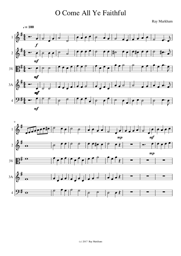 O Come All Ye Faithful (arr. Ray Markham)