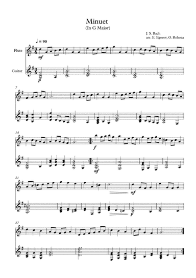 Minuet (In G Major), Johann Sebastian Bach, For Flute & Guitar