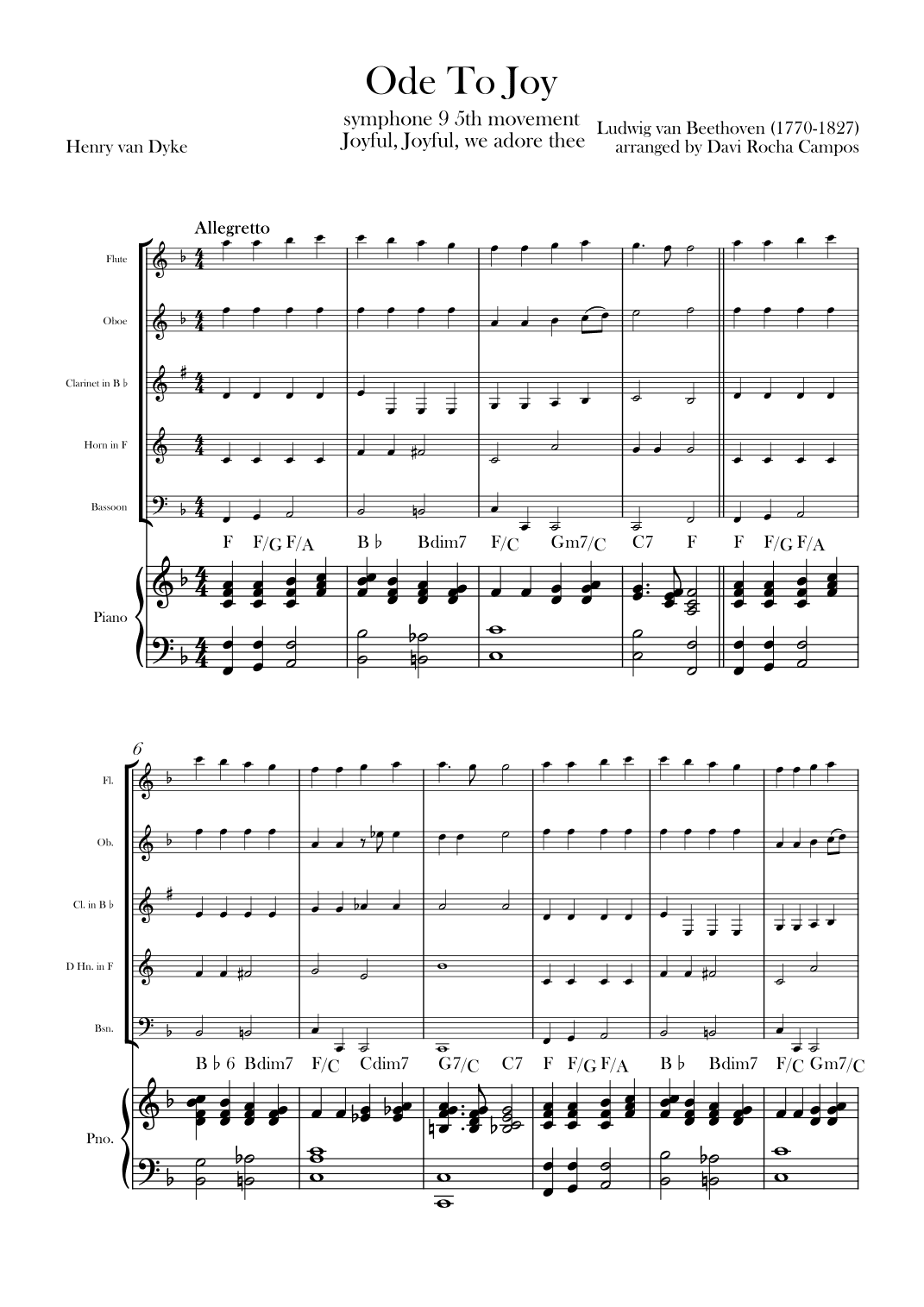 Ode To joy (Symphony 9 5th movement) (arr. Davi Rocha Campos)