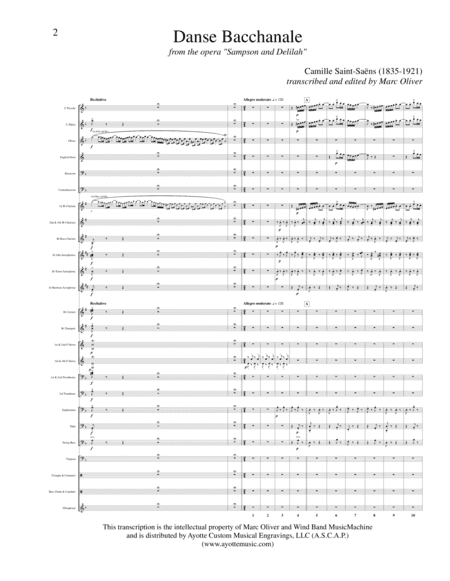 Danse Bacchanale from Samson and Delilah transcribed for Concert Band (arr. Ayotte Custom Musical Engravings)