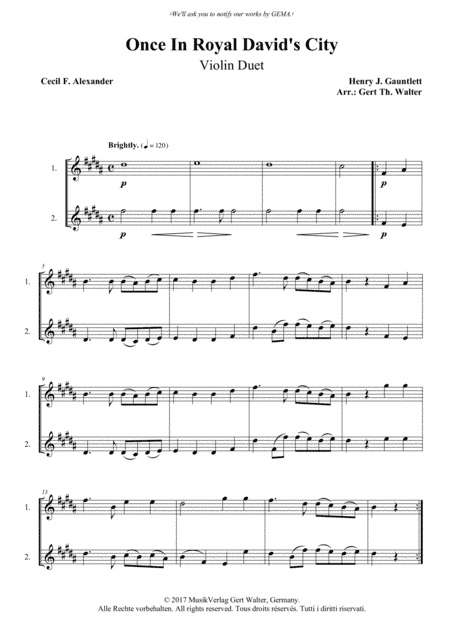 Once In Royal David's City (arr. Gert Th. Walter)