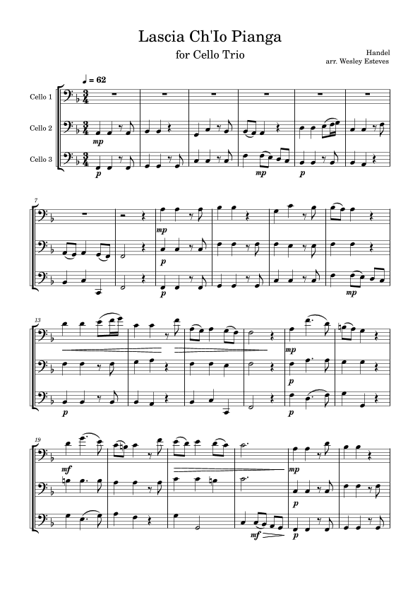 Lascia Ch'Io Pianga (arr. Wesley Esteves)