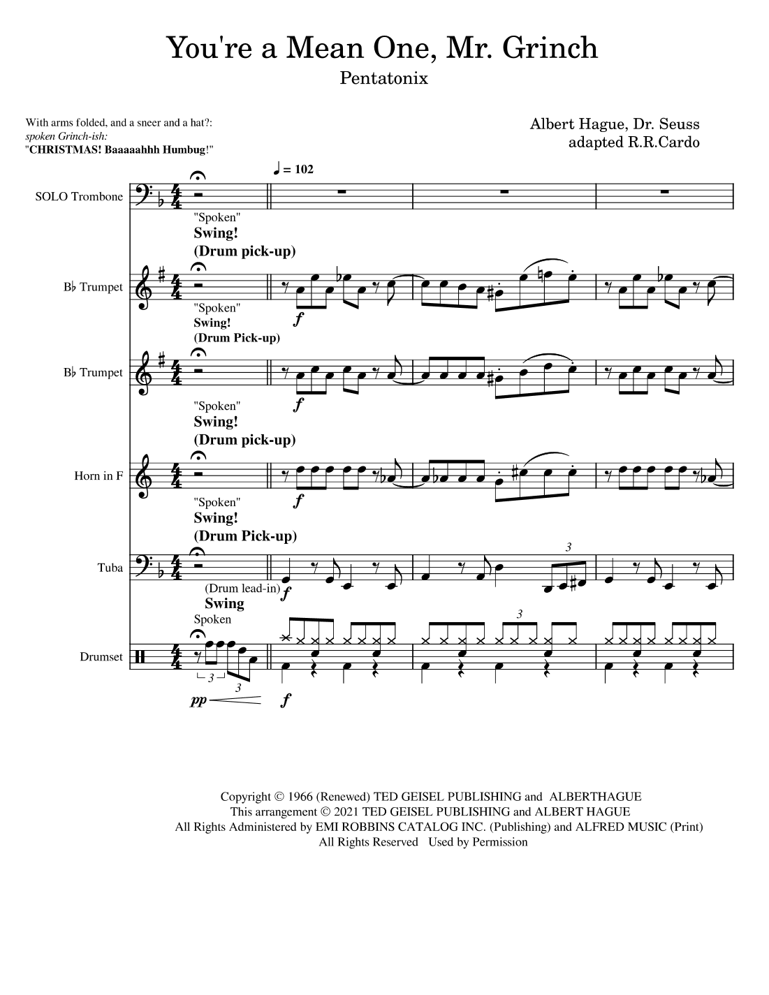 You're A Mean One, Mr. Grinch (arr. R. R. Cardp)