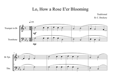 Lo, How a Rose E'er Blooming (Trumpet and Trombone Duet) (arr. B. C. Dockery)