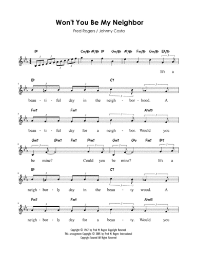 Won't You Be My Neighbor? (it's A Beautiful Day In The Neighborhood) (arr. Johnny Costa)