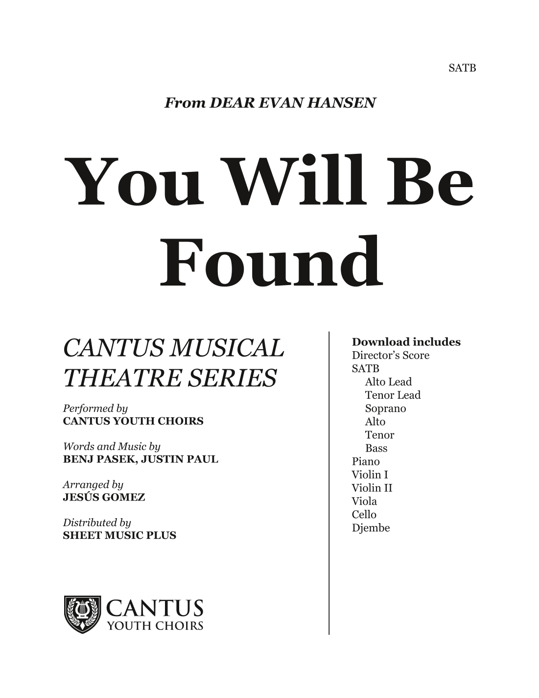 You Will Be Found (arr. Jesús Gomez)