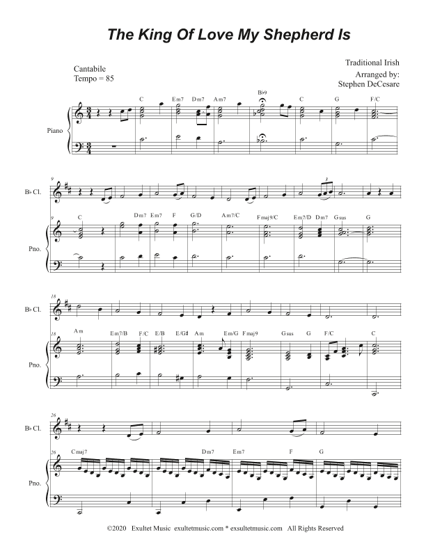 The King Of Love My Shepherd Is (Bb-Clarinet solo and Piano) (arr. Stephen DeCesare)