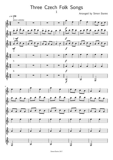 Three Czech Folksongs - 1 (for easy guitar ensemble) (arr. Simon Davies)