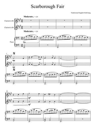 Scarborough Fair -Traditional English Folk Song (Clarinet Duet) (arr. André Laitano)