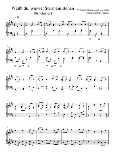 Weißt du, wieviel Sternlein stehen (für Klavier) (arr. Jo Fulham)