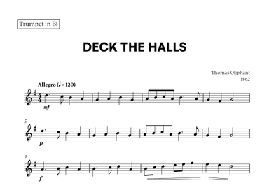 Deck the Halls (for Trumpet) (arr. Cadenza Editions)