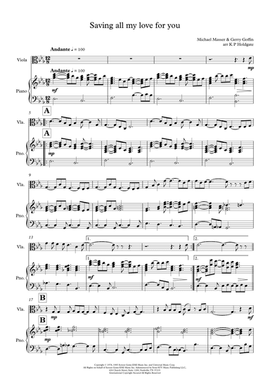 Saving All My Love For You (arr. Kevin P Holdgate)