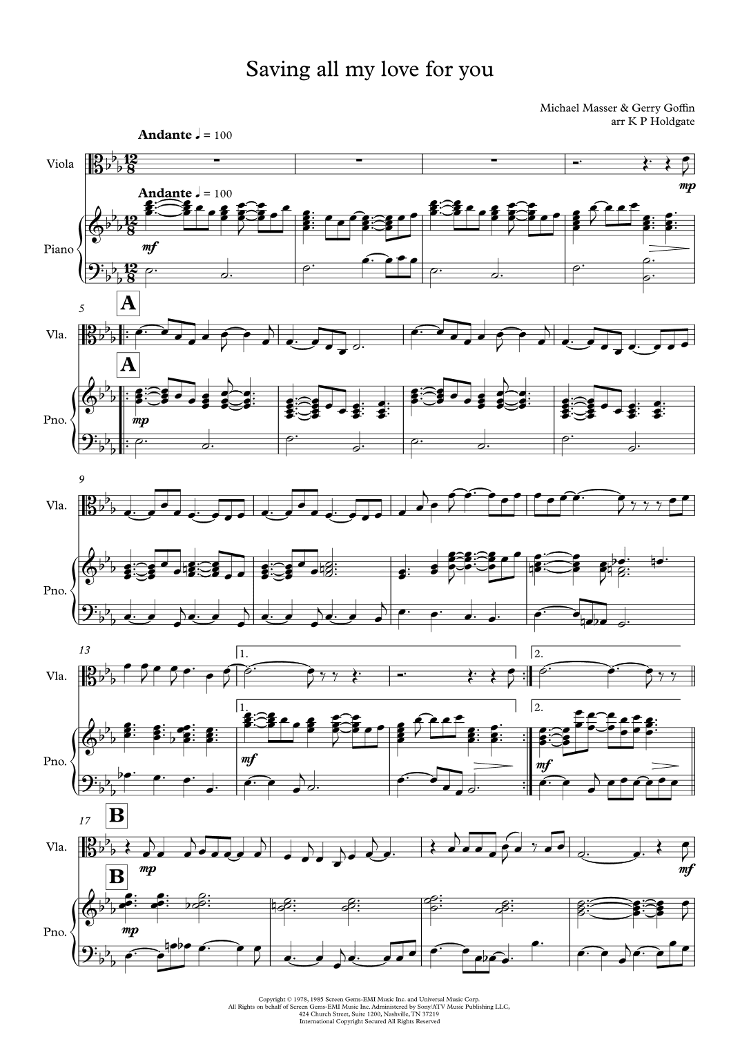 Saving All My Love For You (arr. Kevin P Holdgate)
