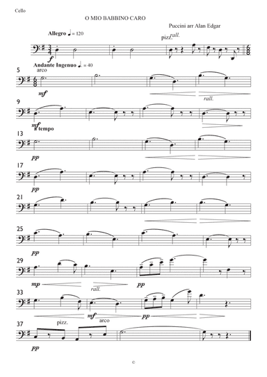 O MIO BABBINO CARO (O, my beloved father) from Gianni Schicci, by G Puccini, arranged as String Quar (arr. Alan Edgar)